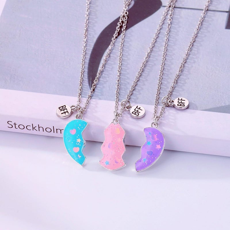 DOYYCA Friendship Necklace Best Friend Necklace for 3 Girls Magnetic Matching Heart Pendant BFF Necklaces for Sister - Image 5